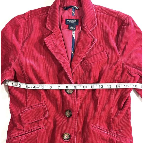 American Eagle Outfitters Women’s Red Corduroy Blazer Jacket Size S Stretch - Picture 3 of 9